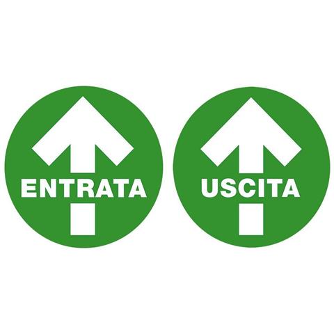 Conf. 2 Bolli Adesivi ''entrata-uscita'' Diametro 40 Cm Verdi - Foto 1