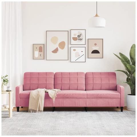 Divano A 3 Posti Rosa 210 Cm In Velluto - Foto 3
