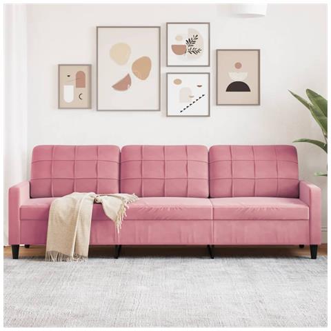 Divano A 3 Posti Rosa 210 Cm In Velluto - Foto 1