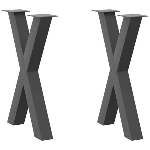 Gambe Tavolo Pranzo A X 2 Pz Antracite 60x(72-73) Cm Acciaio - Foto 1