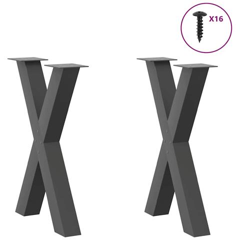 Gambe Tavolo Pranzo A X 2 Pz Antracite 60x(72-73) Cm Acciaio - Foto 3