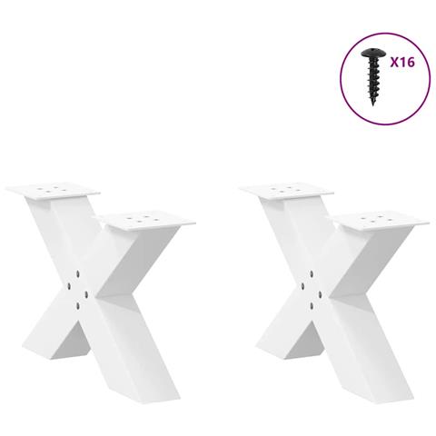 Gambe Tavolino Da Caffè A X 2 Pz Bianco 50x(30-31)cm In Acciaio - Foto 3
