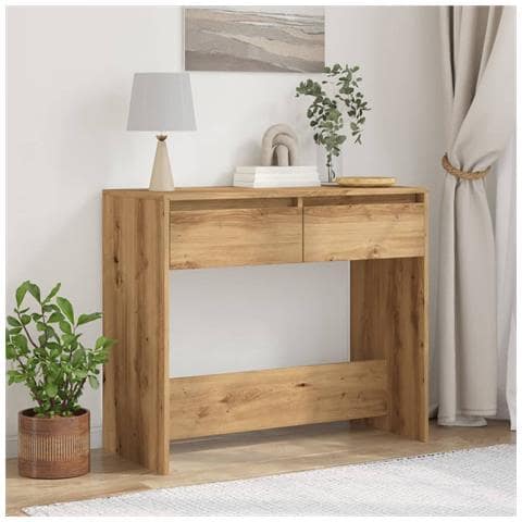 Tavolo Consolle Rovere Artigianale 89x41x76,5cm In Truciolato - Foto 3