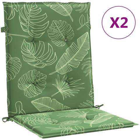 Cuscini Per Sedia Schienale Basso 2 Pz Motivo Foglie In Tessuto - Foto 1