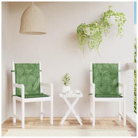 Cuscini Per Sedia Schienale Basso 2 Pz Motivo Foglie In Tessuto - Foto 8