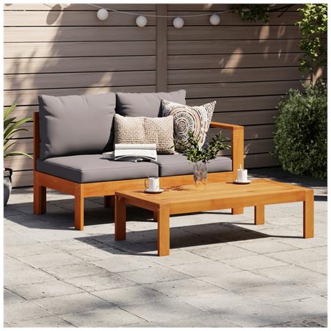 Lusso Casadino - Divano Giardino Con 1 Bracciolo 2 Posti Legno Massello Acacia - Foto 2