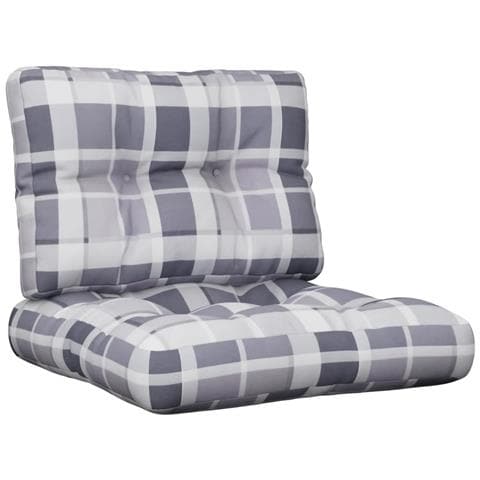 Cuscini Per Pallet 2 Pz Grigi A Quadri In Tessuto - Foto 1