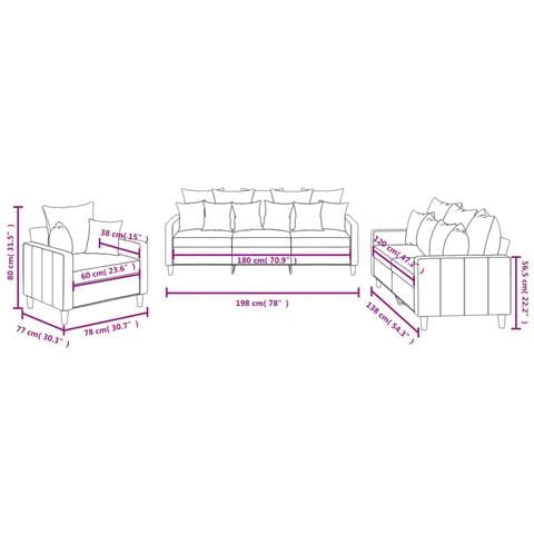 Set di Divani 3 pz con Cuscini Crema in Velluto - Foto 8