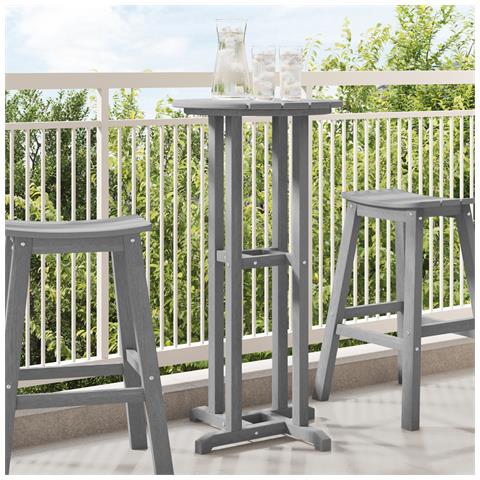 Tavolo da Bar Grigio Chiaro 55x55x107 cm HDPE - Foto 2