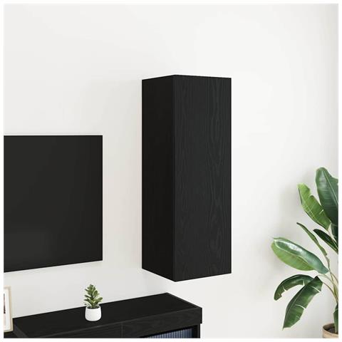 Mobile TV da parete  Nero Rovere 30,5x30x90 cm in legno ingegnerizzato - Foto 2