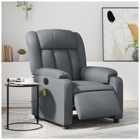 Poltrona Massaggiante Elettrica Reclinabile Grigio Similpelle - Foto 2