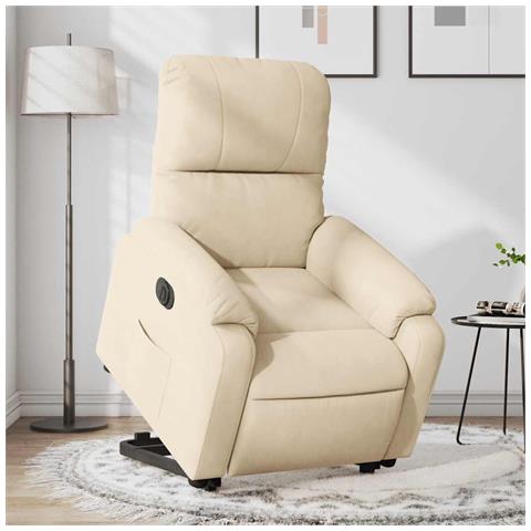 Poltrona Alzapersona Reclinabile Elettrica Crema in Microfibra - Foto 2