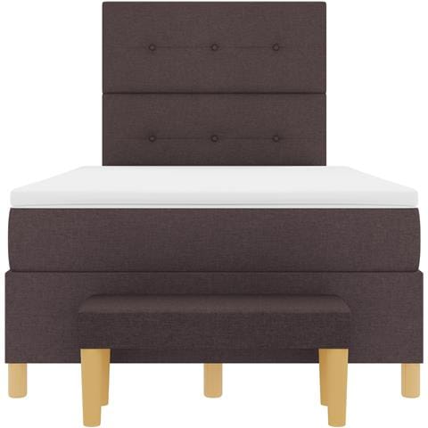 Letto a Box Spring con Materasso & Panchina Marrone Scuro 120x190 cm Tessuto - Foto 8