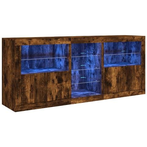 Credenza con Luci LED Rovere Fumo 162x37x67 cm - Foto 1