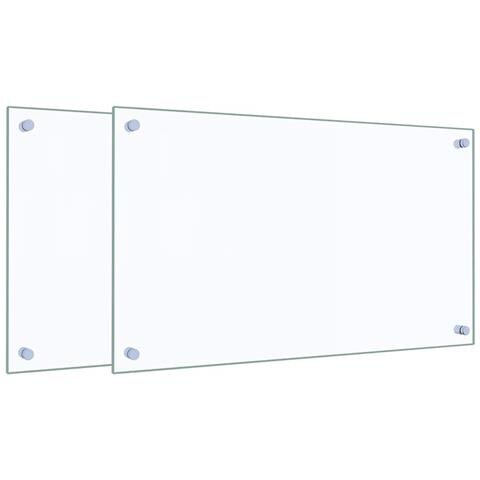 Paraschizzi per Cucina 2 pz Trasparente 70x40cm Vetro Temperato - Foto 1