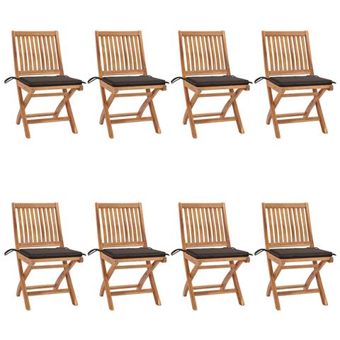 Lusso Casadino -  Sedie Da Giardino Pieghevoli Con Cuscini 8 Pz Massello Di Teak - Foto 2