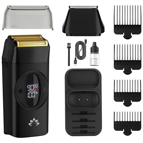 Rasoio A Lamina 2-in-1 Per Uomo E Tagliacapelli Con Velocità Regolabile E Display Digitale Black - Foto 1