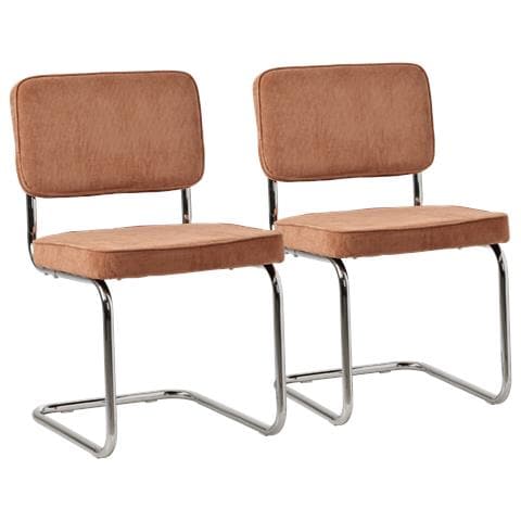 Set Di 2 Sedie A Sbalzo Maria In Velluto A Coste Color Terracotta - Foto 1