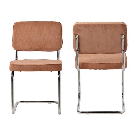 Set Di 2 Sedie A Sbalzo Maria In Velluto A Coste Color Terracotta - Foto 9