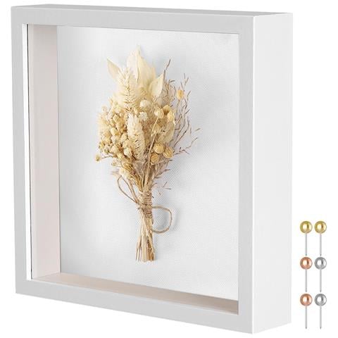Cornice Portafoto Quadrata Singola Cava In Legno Per Fiori Secchi E Artigianato Fai Da Te White 8 Pollici - Foto 7