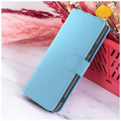 Custodia A Portafoglio Per Samsung A42 5g Con Supporto E Linguetta Magnetica, Azzurro - Foto 5