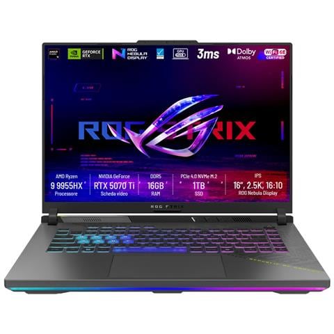 Notebook Rog Strix G16 G614fr-s5022w Amd Ryzen 9 9955hx 16gb Nvidia Geforce Rtx 5070 Ti Ssd 1tb 16” 2.5k Wqxga Win11 Home Tastiera Retroilluminata - Foto 1