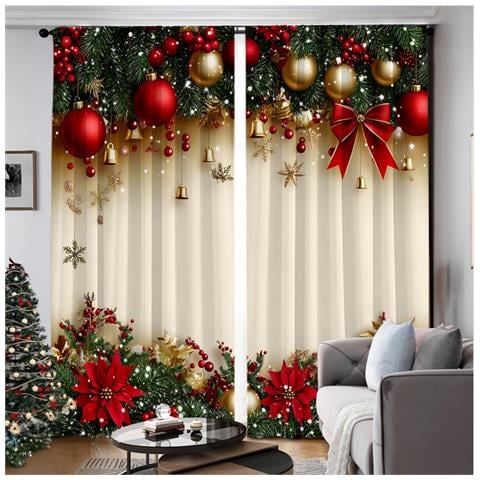 Tende Decorative Natalizie Europee (set Di 2) - Drappeggi Natalizi In Poliestere M - Foto 2