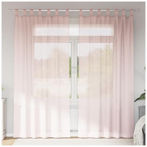Tende in Voile con Passanti 2 pz Rosa Chiaro 140x225 cm - Foto 2