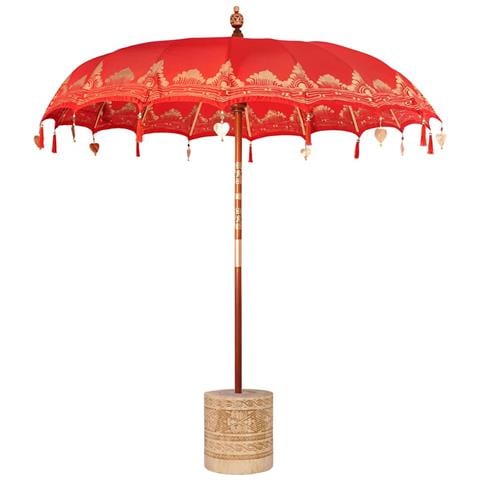 Parasol Balinese Rosso 210-220 cm Cotone, legno massello - Foto 1