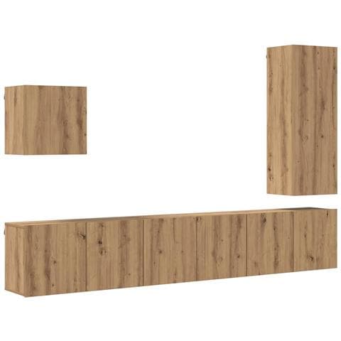 Unità TV da Parete 5 pcs Rovere artigianale Legno multistrato - Foto 1