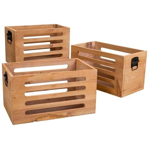 Set Di 3 Scatole In Legno Marrone - Foto 1