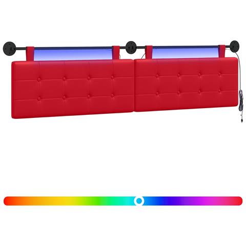 Testiera sospesa Con luce LED Rosso Similpelle - Foto 1