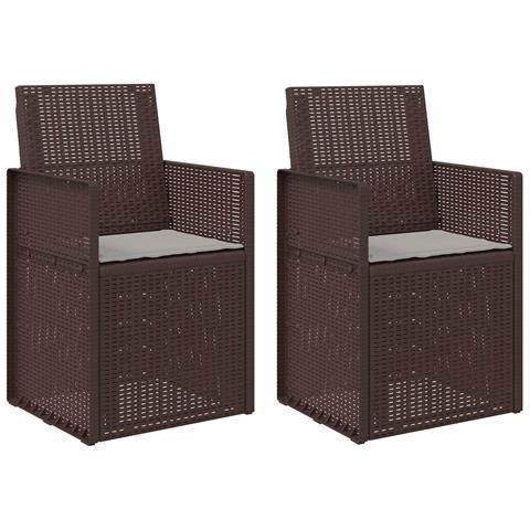 Sedie da pranzo da giardino 2 pcs Marrone e Grigio Chiaro PP - Foto 1
