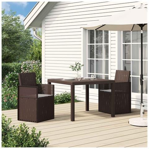 Sedie da pranzo da giardino 2 pcs Marrone e Grigio Chiaro PP - Foto 2