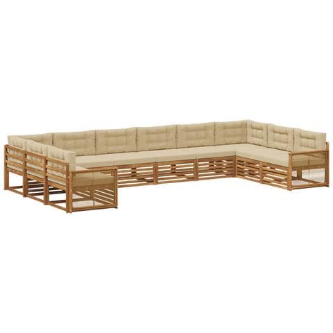 Set divani con cuscino 10 pcs Legno di Acacia Massello - Foto 1