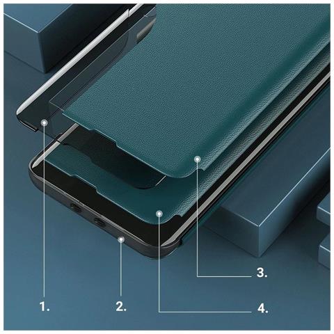 Custodia In Eco Pelle View Elegante Con Copertura Pieghevole E Funzione Supporto Per Xiaomi Redmi K40 Pro + / K40 Pro / K40 / Poco F3 Arancione - Foto 1