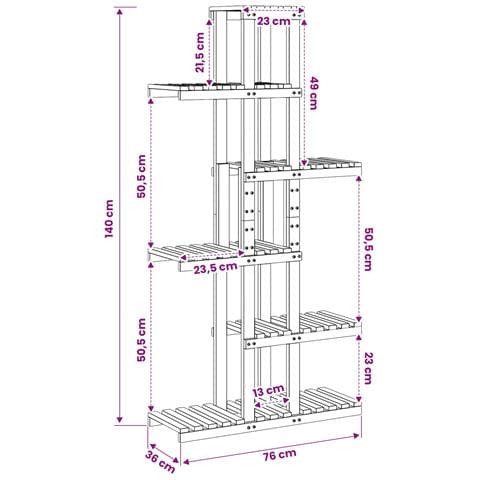 Supporto per piante Bianco 68 x 23,5 x 140 cm - Foto 6