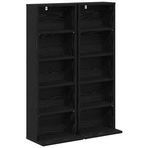 Mobile per CD 2 pz Rovere Nero 33 x 23,5 x 97,5 cm - Foto 1