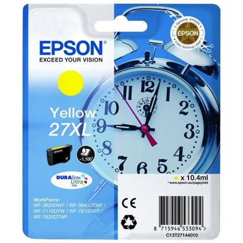 C13T27144022 Cartuccia Ink Originale Gialla per WorkForce Pro WF-3640DTWF Capacità 1100 Pagine - Foto 1