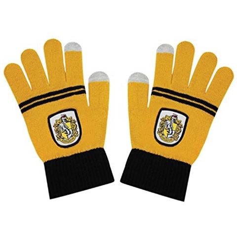 Cinereplicas - Harry Potter - Guanti Funzione Touch Screen - Licenza Ufficiale - Casa Tassorosso - Taglia Unica - Giallo e Nero - Foto 1