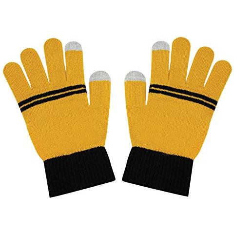 Cinereplicas - Harry Potter - Guanti Funzione Touch Screen - Licenza Ufficiale - Casa Tassorosso - Taglia Unica - Giallo e Nero - Foto 2