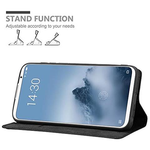 Cadorabo Custodia Compatibile Con Meizu 16 In Nero Di Notte - Coperchio Protettiva Con Chiusura Magnetica, Funzione Stand E Tasca Per Le Carte - Foto 2