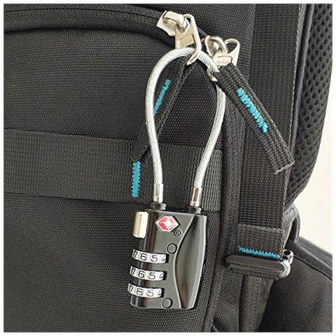 Deposito Locks Tsa Approvato 2 Pack Cavo Blocco Da Viaggio 3 Combinazione Della Cifra Della Chiusura Lampo Serrature Per Valigie Bagagli Zaini Valigette Piccolo Locker Lock Per Gym Scuola (nero)  - Foto 4