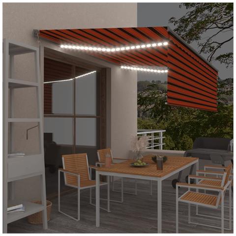 Tenda Automatica Parasole LED SensoreVento 4,5x3mArancioMarrone - Foto 2