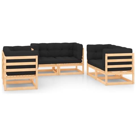 Set Divani Giardino 6 pz con Cuscini in Legno Massello di Pino - Foto 1