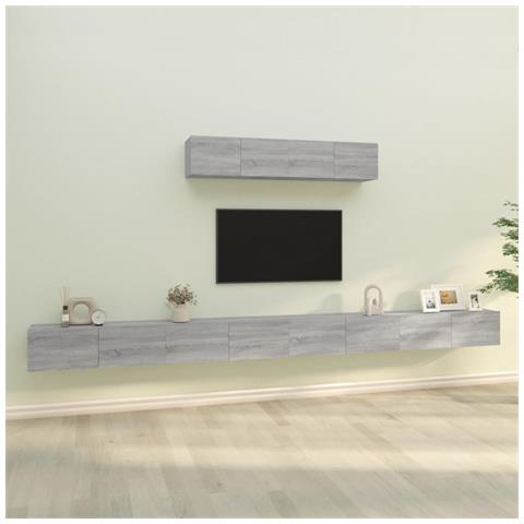 Set Di Mobili Porta Tv 6 Pz Grigio Sonoma In Legno Multistrato - Foto 11