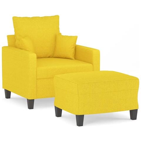 Poltrona Con Poggiapiedi Giallo Chiaro 60 Cm In Tessuto - Foto 1