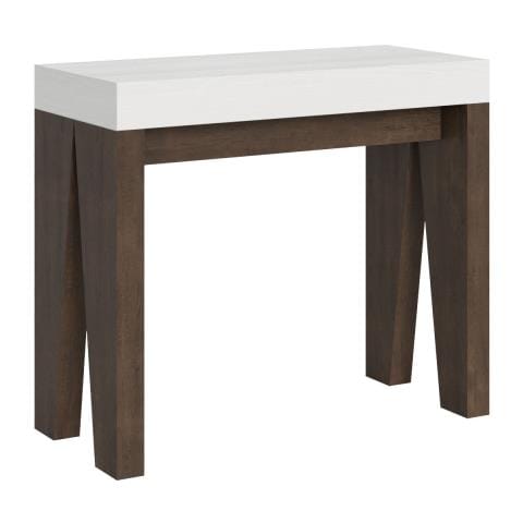 Consolle Allungabile 90x40/196 Cm Naxy Mix Small Piano Bianco Frassino - Cemento /bianco Frassino - Foto 1