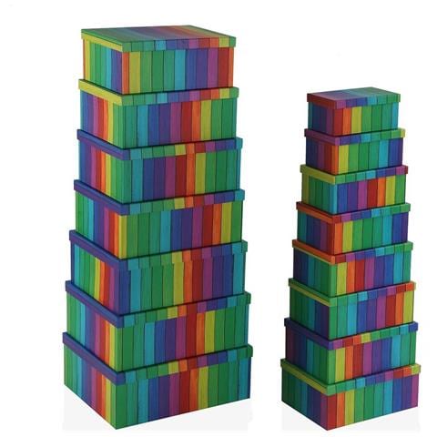 Set Di Scatole Per Sistemare Impilabili Arcobaleno Cartone 15 Pezzi 35 X 16,5 X 43 Cm - Foto 1