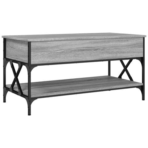 Tavolino Salotto Grigio Sonoma 100x50x50 Cm Multistrato Metallo - Foto 2